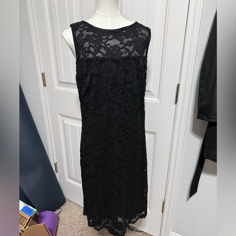 White House Black Market Black Lace Midi Dress